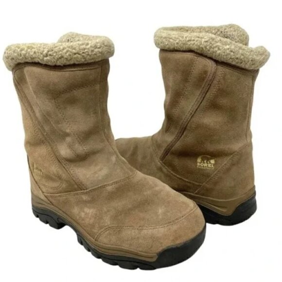 Sorel Waterfall Brown Suede Thinsulate Insulated Boots - Size 8 - Picture 1 of 13